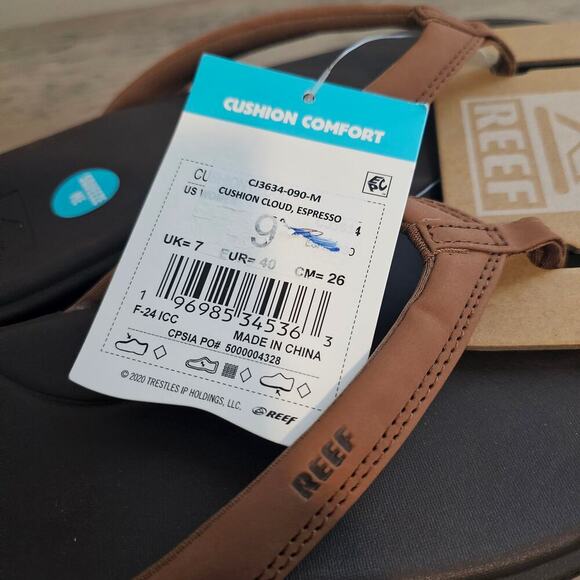 Reef Cushion Cloud Sandals Women Size 9 Expresso Brown Comfort Flip Flops Beach - Picture 8 of 9